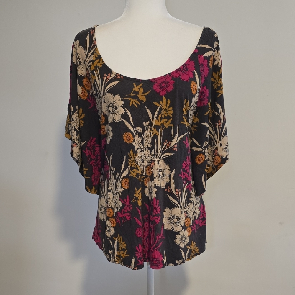 Sonoma Floral Blouse - Black, Pink, Orange